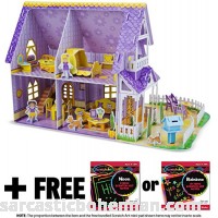 Pretty Purple Dollhouse 3D Puzzle & Playset In One + FREE Melissa & Doug Scratch Art Mini-Pad Bundle [94610] B01C61D7M8